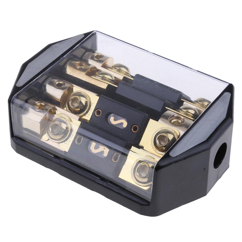 Universal 100A 4 Way Car Audio Fuse Block Distribution Holder Gold Plate