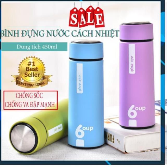 BÌNH ĐỰNG NƯỚC LÕI THỦY TINH BỌC NHỰA CHỐNG TRƠN TRƯỢT VA ĐẬP 6OUP 450ML CÓ 4 MÀU