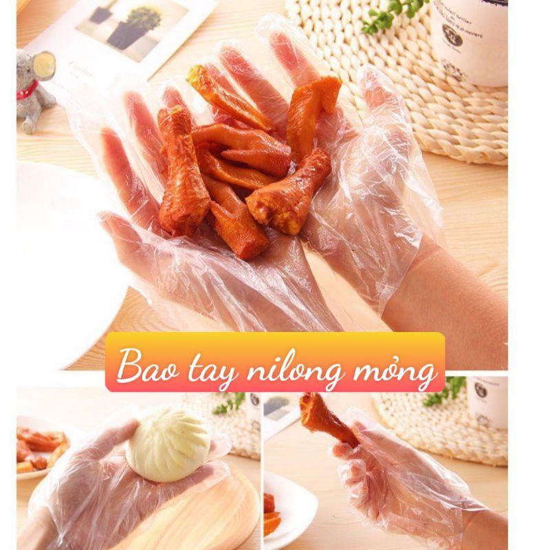 Túi 100 găng tay thực phẩm, găng tay dùng 1 lần mỏng