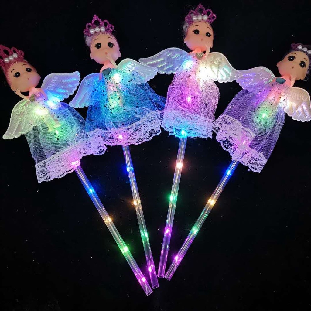 Gậy búp bê chibi, đũa công chúa phát sáng nhiều màu, đồ chơi cho bé - VPP Thiên Ái