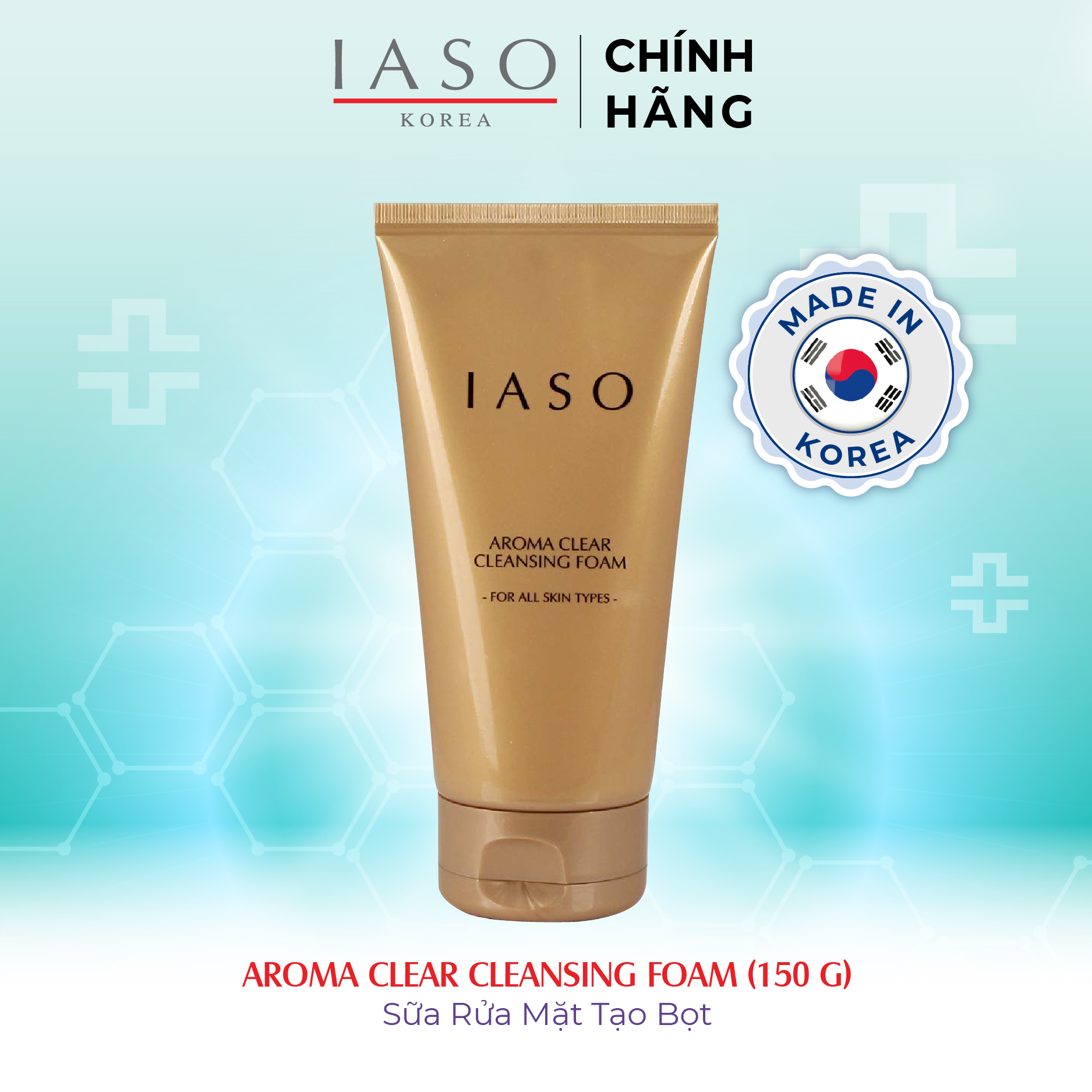 I01 Sữa rửa mặt tạo bọt IASO Aroma Clear Cleansing Foam 150g