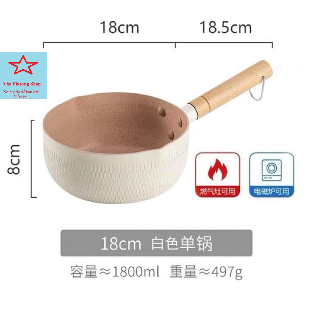 Chảo / Nồi / Quánh Sâu Lòng 18cm Phủ Ceramic Chiên, Xào, Nấu Chống Dính Vân Tổ Ong, Dùng Cho Mọi Loại Bếp