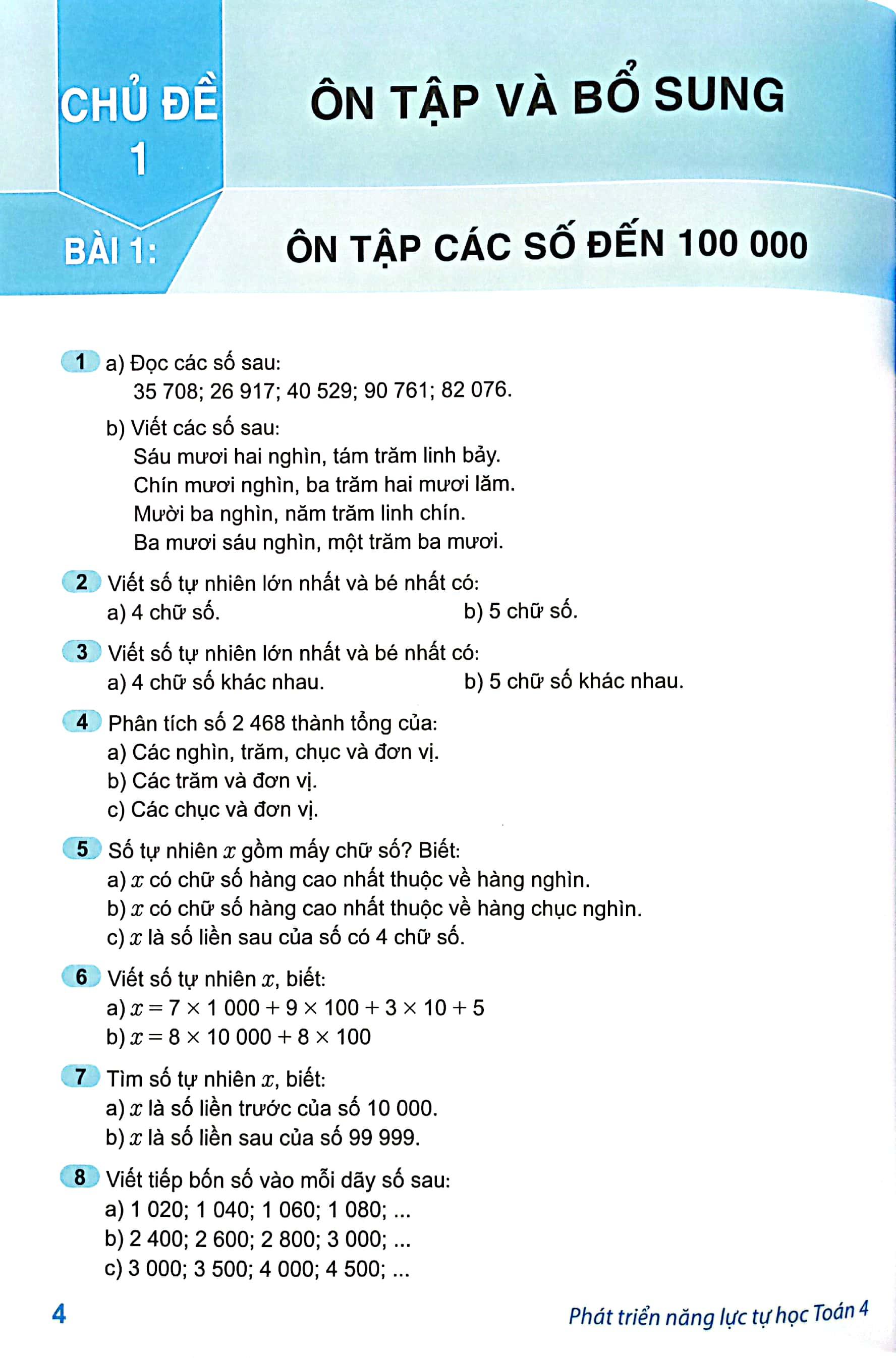 Phát Triển Năng Lực Tự Học Toán 4