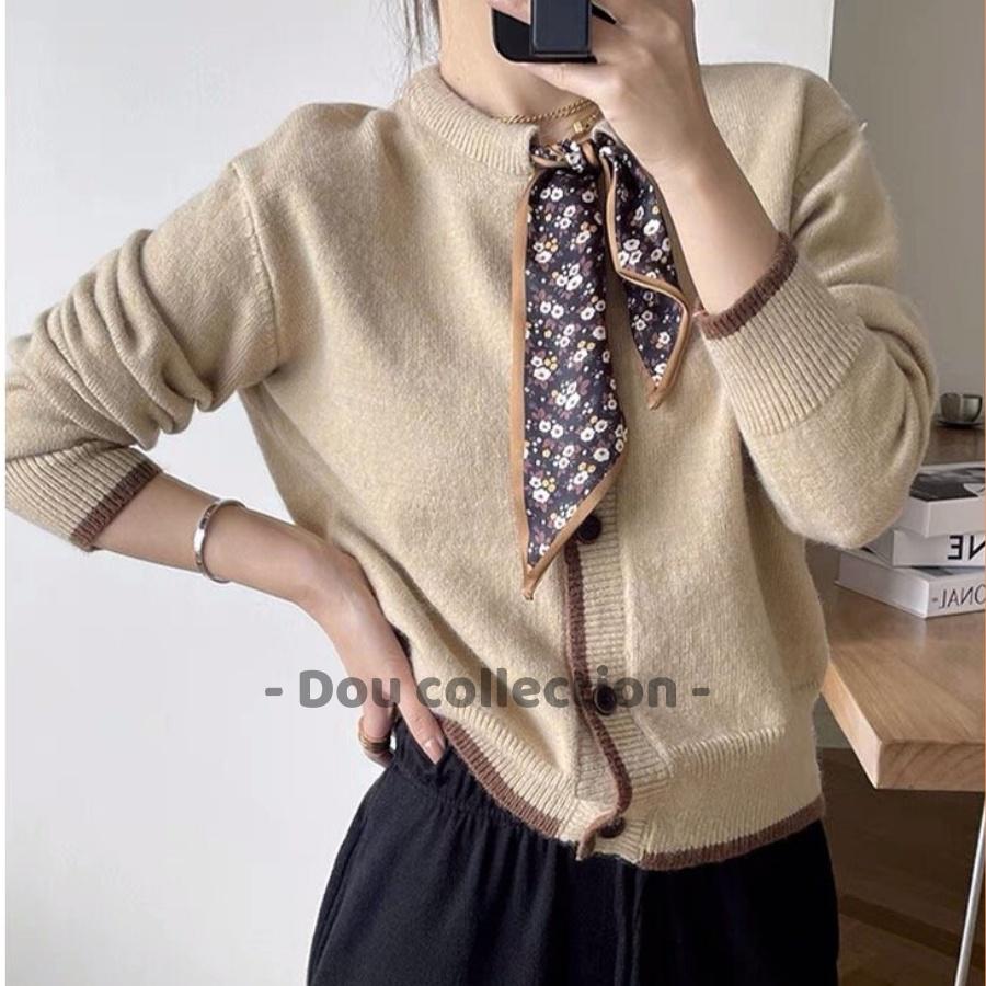 Áo Khoác Len Trơn Phối Nơ Vintage Ôm Cá Tính Phong Cách Hàn Quốc Thời Trang Thu Đông - Mã TA007