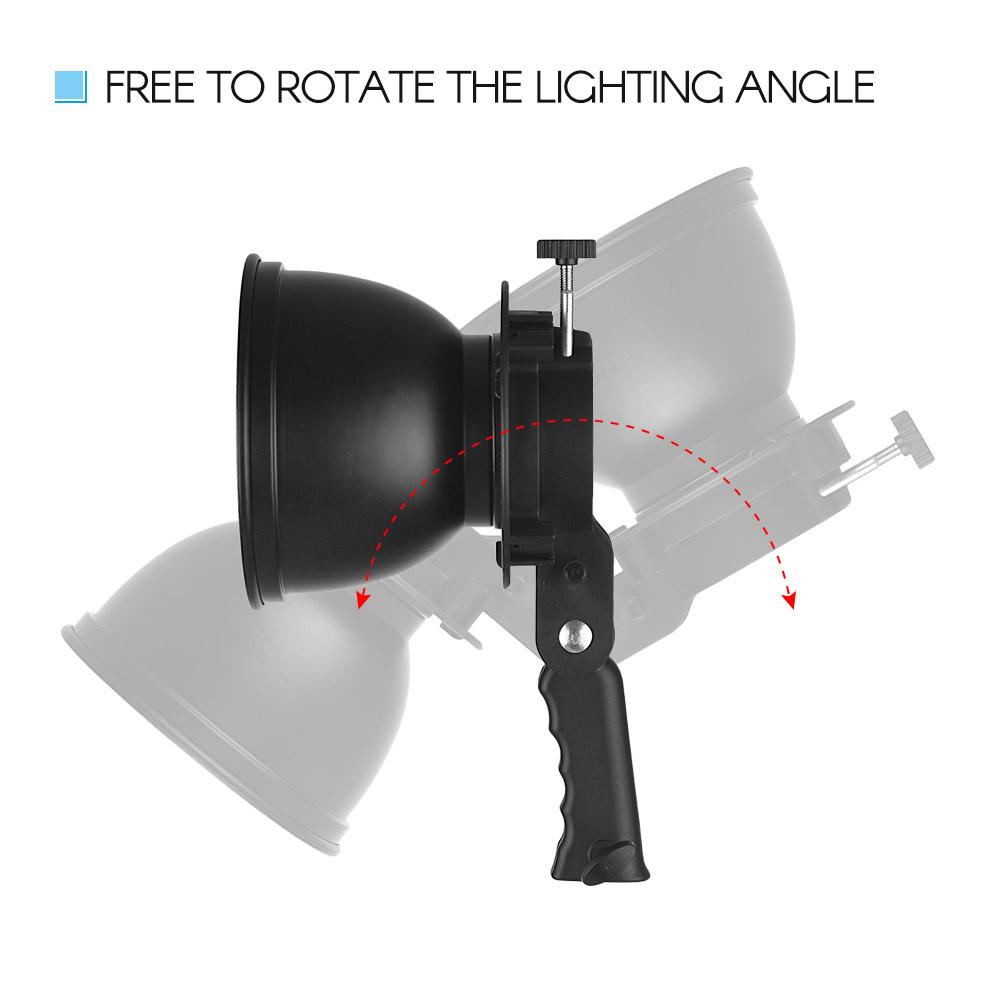 Giá đỡ đèn flash loại S cầm tay + Bộ khuếch tán phản xạ tiêu chuẩn 7 inch 65 độ với giá treo Bowens