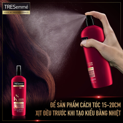 Xịt bảo vệ TRESEMME Keratin Smooth Xịt dưỡng tóc tạo kiểu Dầu dưỡng tóc Marula & Keratin Bảo vệ tóc khỏi nhiệt độ cao 236ml