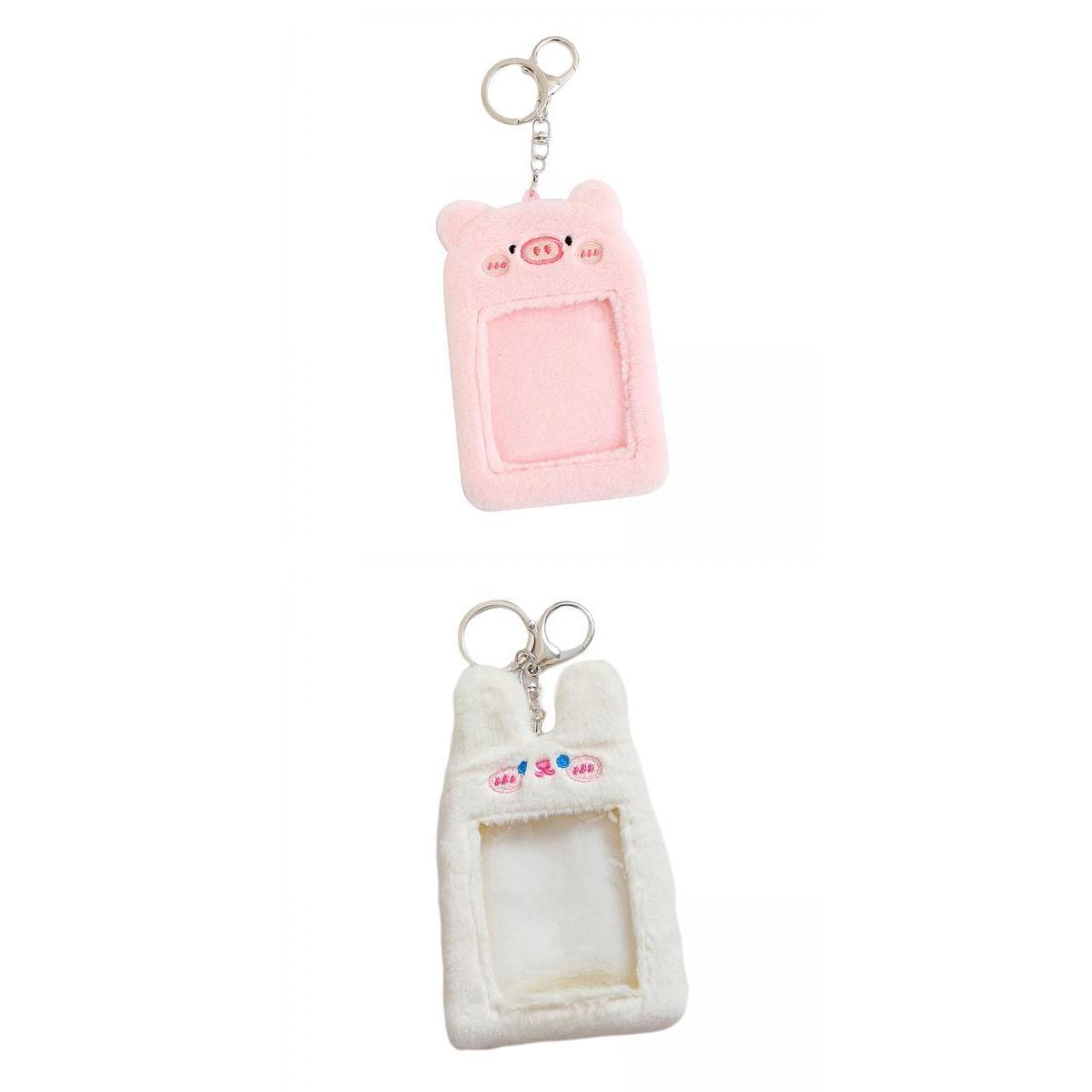2x Cute Plush Keychain Holder Photo Sleeves Photocard Holder for Wedding