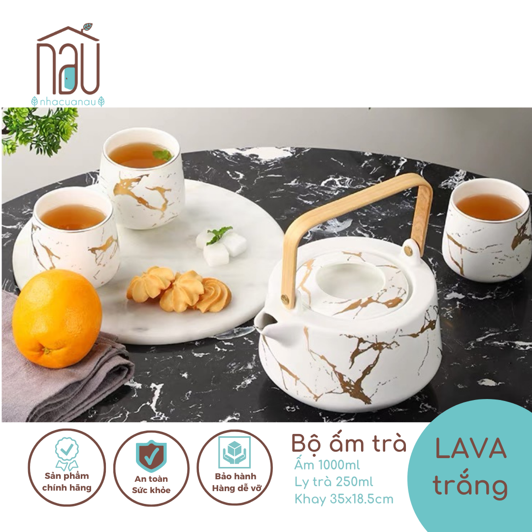 Bộ ấm trà Sứ LAVA phong cách hiện đại thiết kế sang trọng Phù hợp làm quà tân gia, sắm về nhà mới