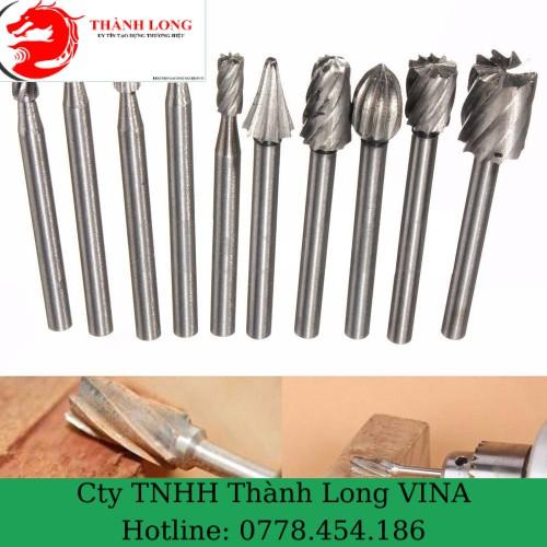 Bộ 10 đầu mũi mài khắc làm gỗ lũa cán 3mm