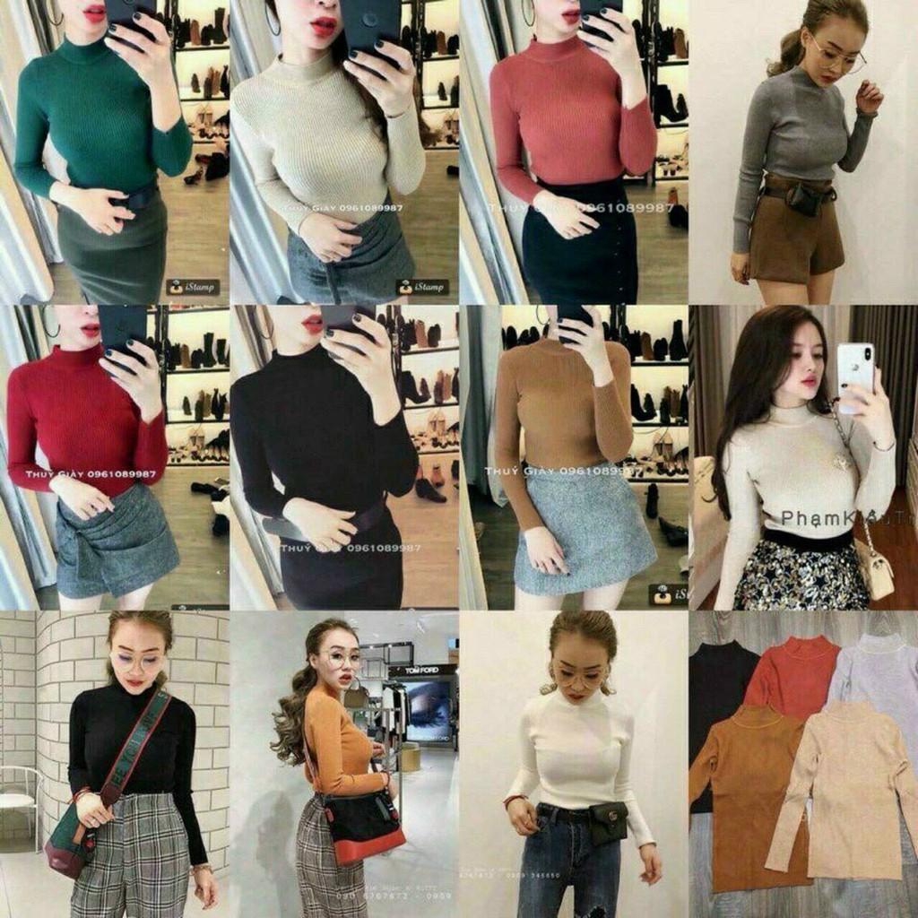 Áo len tăm, áo len nữ cổ 3 phân - CHẤT ĐẸP