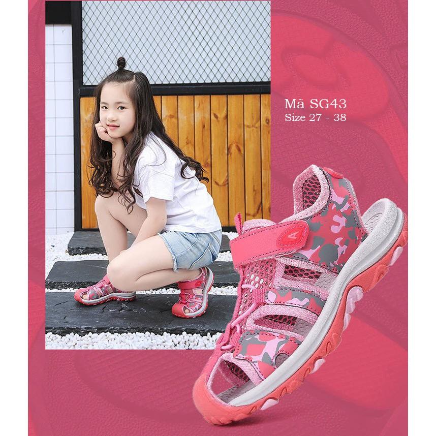 Giày Sandal bít mũi màu hồng cho bé gái 3 - 12 tuổi khỏe khoắn và năng động SG43