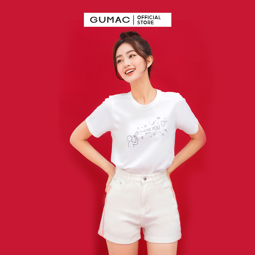 Quần short jean GUMAC QJC01053 nữ phối màu