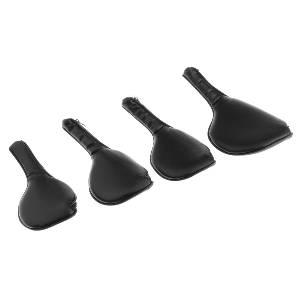 4-Pack Zippered PU Leather Golf Iron Covers Set Universal Fit Most Iron Clubs
