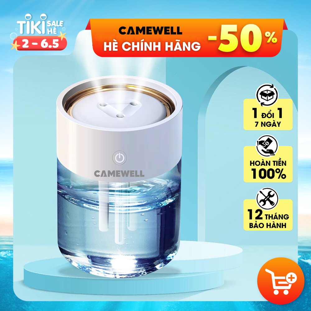 Máy phun sương mini CWELL 2L, máy tạo độ ẩm không khí 3 chế độ phun sương mịn kiêm đèn Led nhiều màu