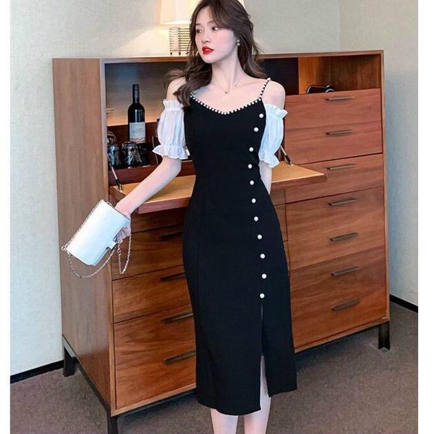 ĐẦM BODY BẸT VAI ĐÍNH HẠT CHÂU CAO CẤP