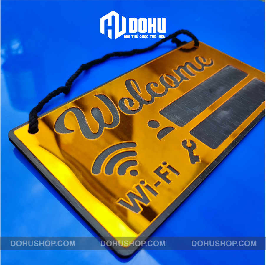 Bảng Gương Vàng Ghi Password Wifi DOHU24 Trang Trí Quán Cà Phê, Trà Sữa, Nhà Hàng, Khách Sạn