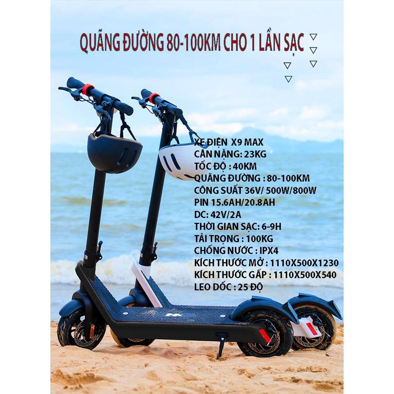 Xe scooter điện X9- MAX đi 100km cho 1 lần sạc Xe điện gấp gọn đa năng cho người lớn