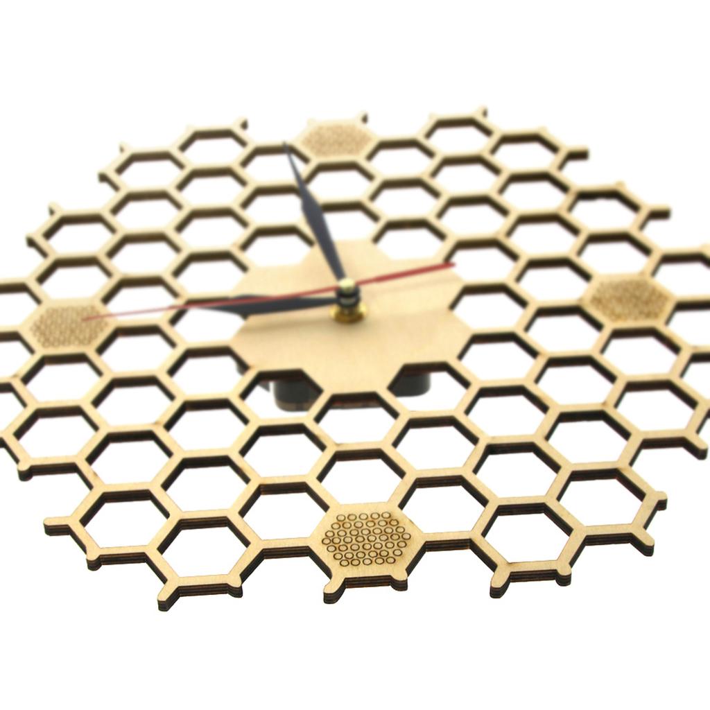 Hexagon Wood Wall Clock Silent Quartz Wall Clocks Living Room Office Decor