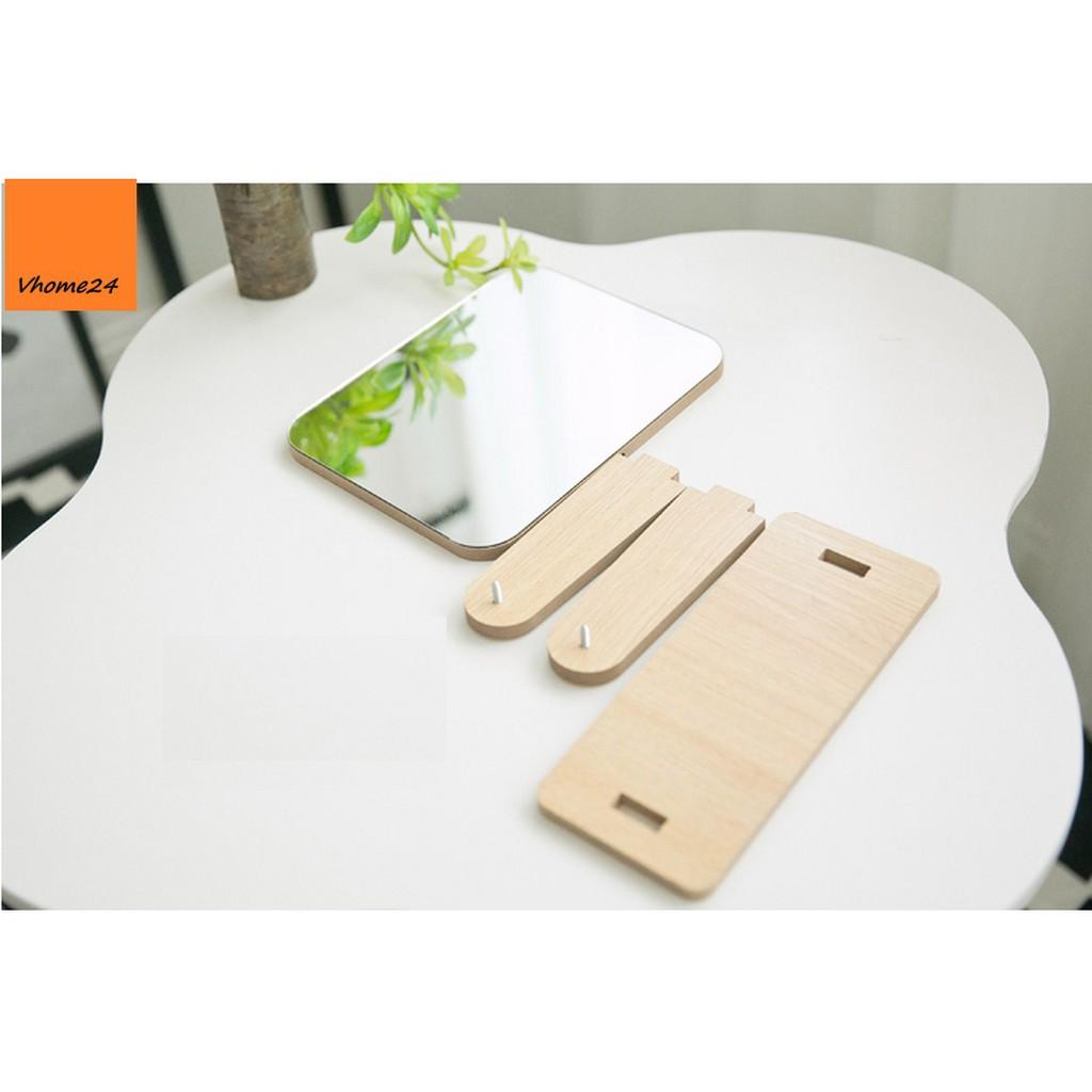 GƯƠNG TRANG ĐIỂM ĐẾ GỖ XOAY 360