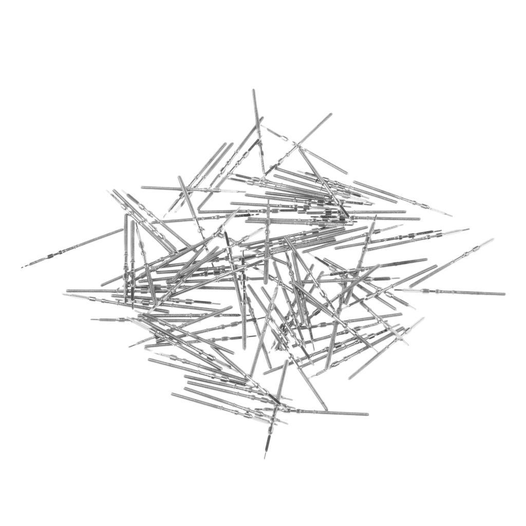 2-7pack 100 Pieces Set Silver Watch Winding Stem for Automatic Movements Tools