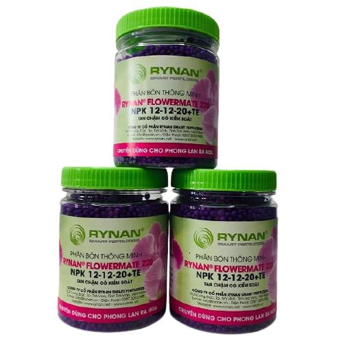 Rynan Flowermate 220 NPK 12-12-20+TE phân tan chậm thông minh chuyên dùng cho Hoa Phong Lan lúc ngủ nghỉ và ra hoa