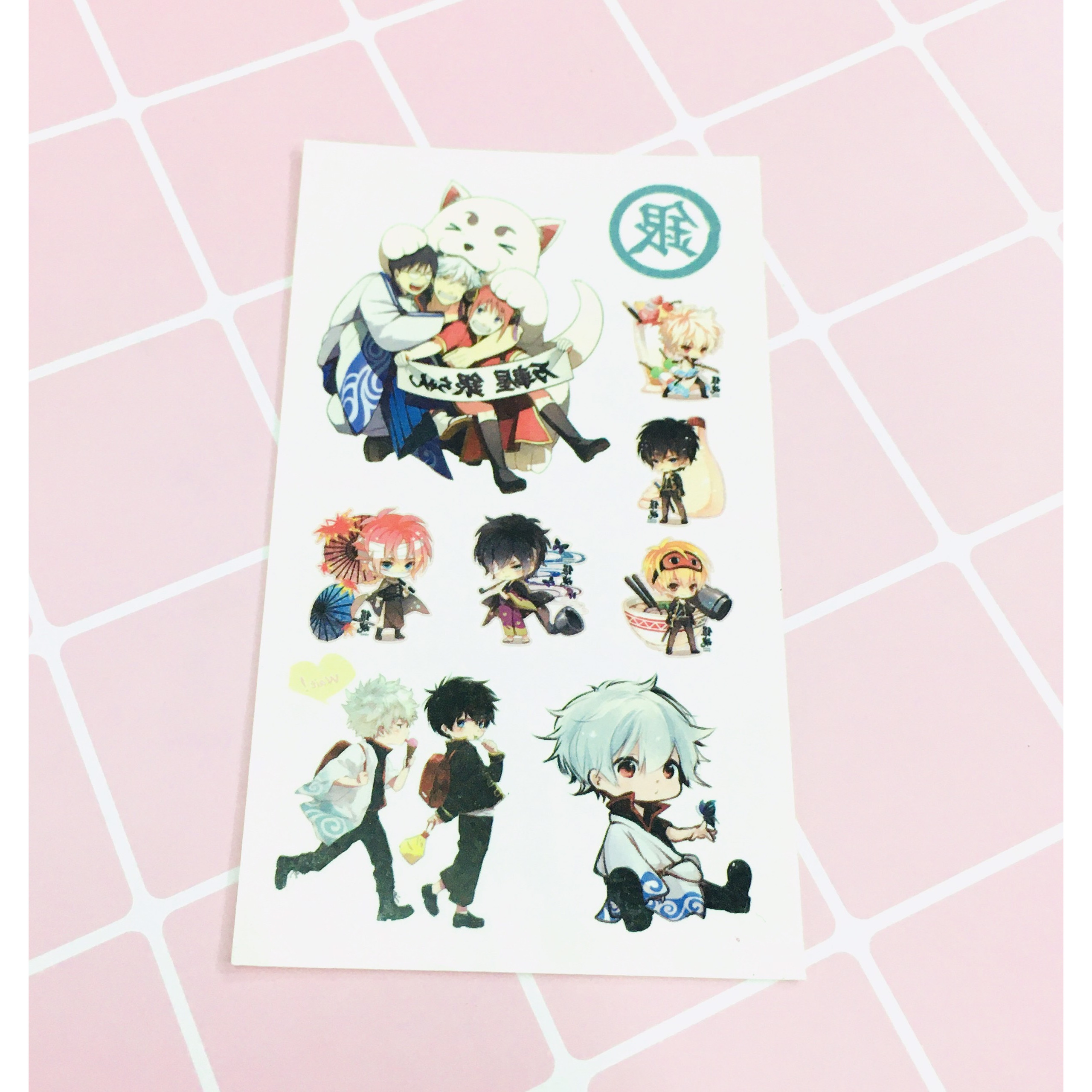 Set 5 Bảng hình xăm Gintama Sticker Tattoo