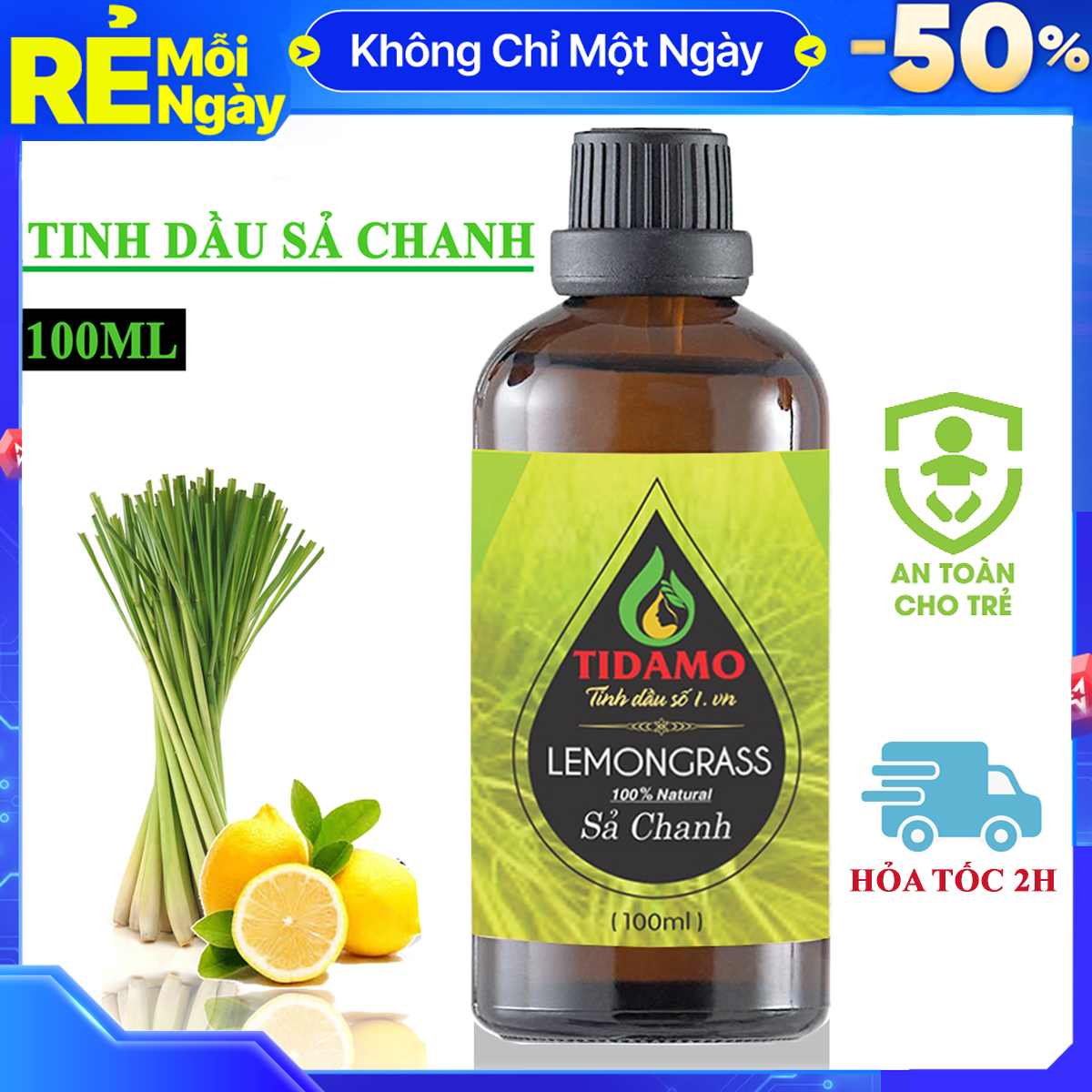 Tinh Dầu Xông Phòng Sả Chanh 100ML Nguyên Chất Nhập Khẩu - Tinh dầu Sả Chanh Giúp Bảo Vệ Sức Khỏe, Kháng Khuẩn, Đuổi Muỗi Và Thư Giãn Tinh Thần