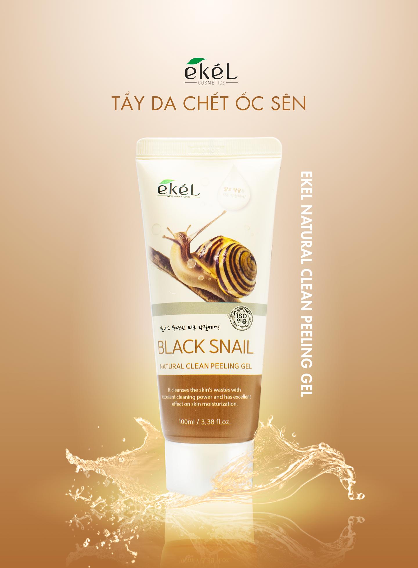 Gel Tẩy Tế bào Chết Ốc Sên Đen - Ekel Natural Clean Peeling Gel Black Snail 100ml (Tặng 2 mặt nạ Jant Blanc)