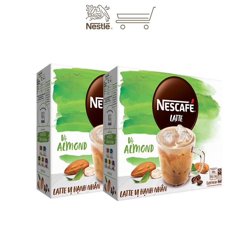 Combo 2 hộp cà phê hòa tan Nescafé Latte sữa hạt vị hạnh nhân