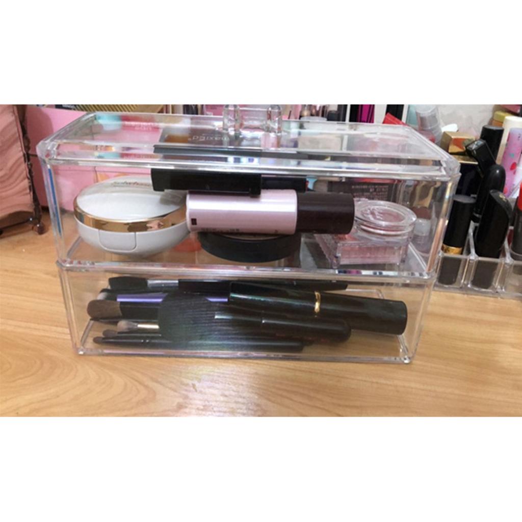 Large Acrylic Makeup Brushes Cosmetic Organizer Holder Jewelry Storage Case