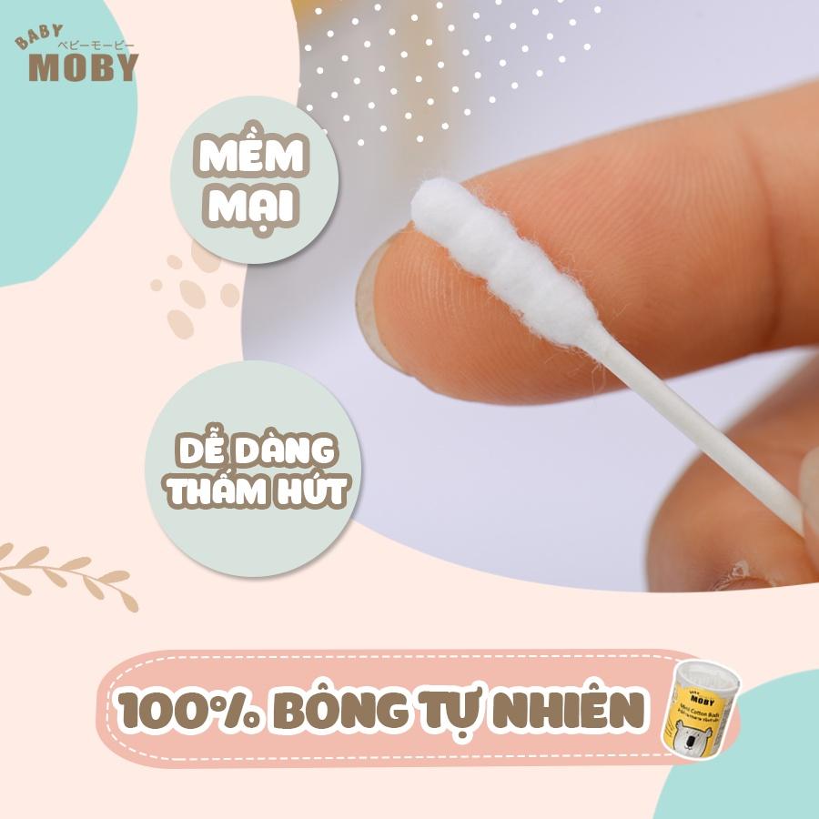 Bông tăm sơ sinh Moby Thái Lan, bông mềm, thấm hút mọi chất lỏng, dễ vệ sinh