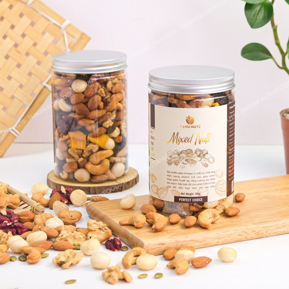 Hạt dinh dưỡng mix 7 loại ngũ cốc TANU NUTS hũ 350gr/500gr ăn kiêng, giảm cân tốt cho bà bầu