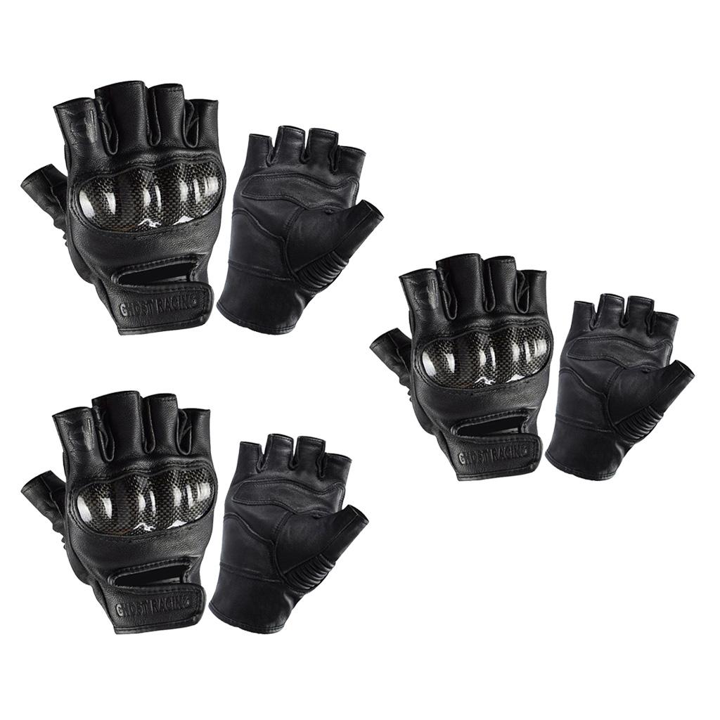 Carbon Fiber Motorcycle Half Finger Gloves Motorbike Ride Fingerless