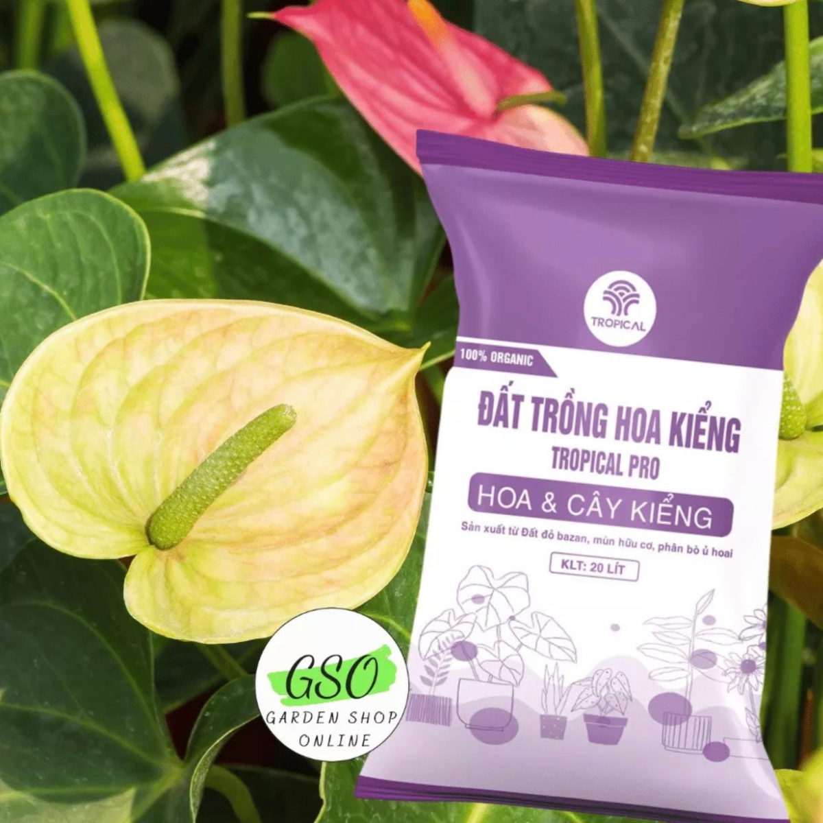 Đất trồng hoa và cây kiểng TROPICAL PRO giữ ẩm, giữ chất dinh dưỡng tốt giúp cây khỏe mạnh hơn túi 10 ký