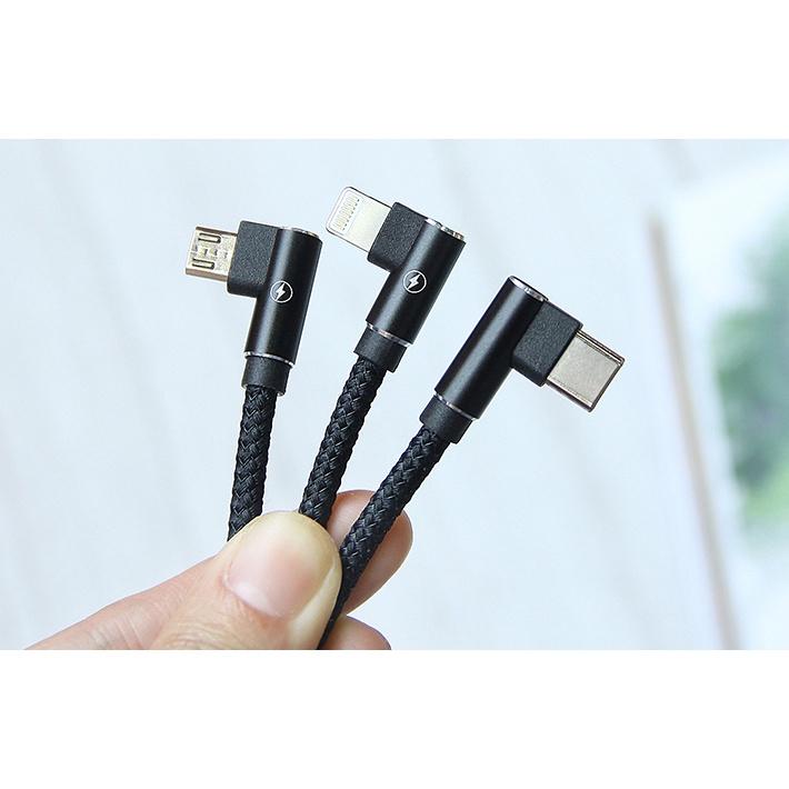 Cáp sạc 3 đầu chữ L Remax RC-167th cổng LN/ TypeC / MicroUSB dài 1m max 2.4A - chống rối chống gãy gập - Hàng Chính Hãng