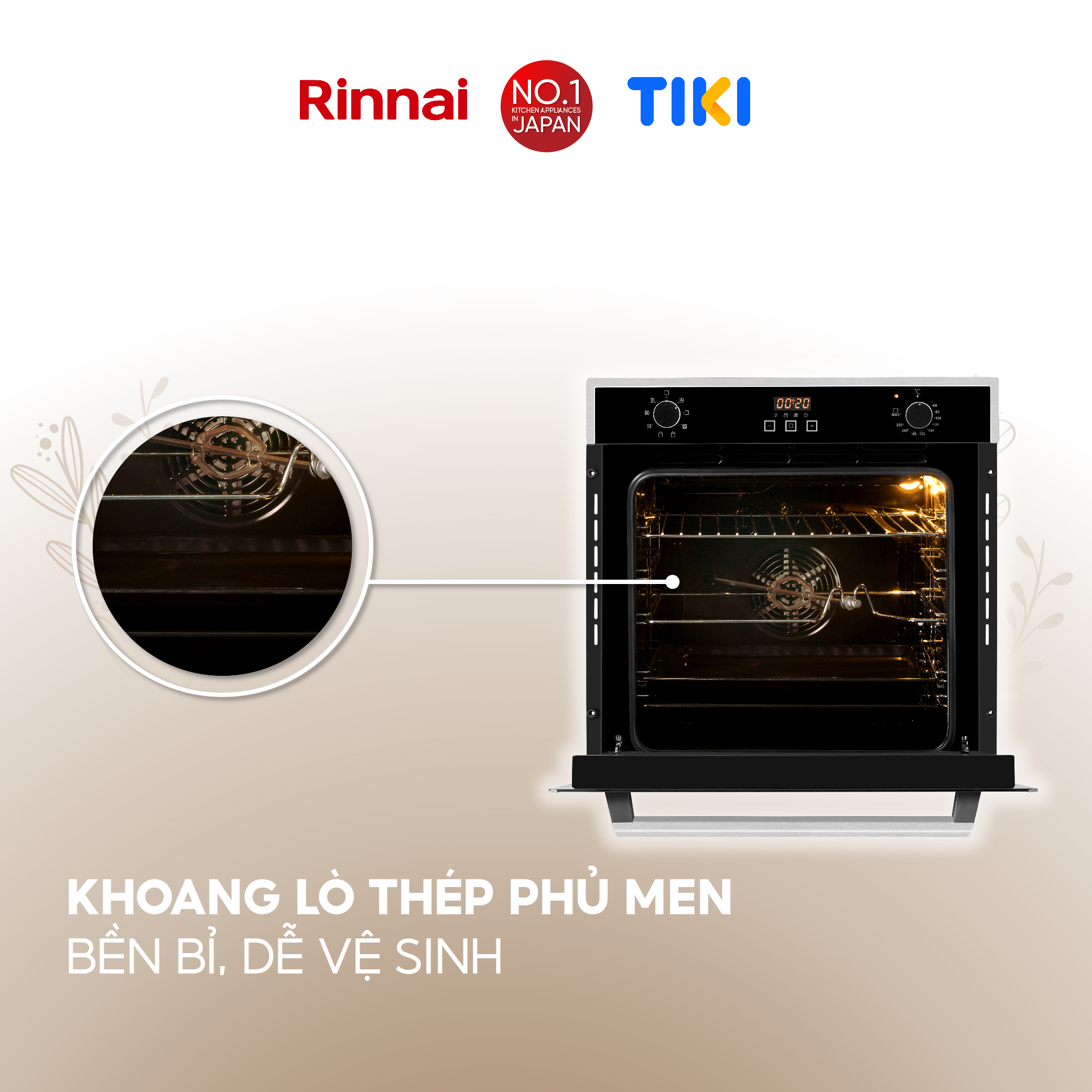 Lò nướng điện âm tủ Rinnai RO-E6208TA-EM dung tích 70L 2875W - Hàng chính hãng.