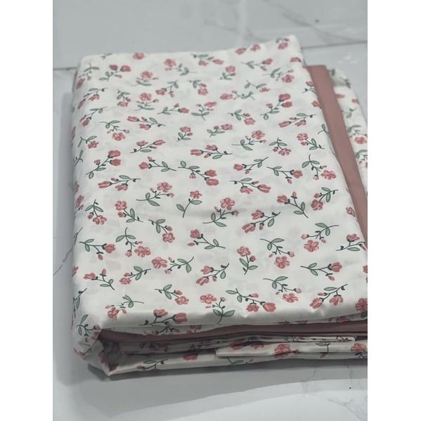 Bộ Chăn Ga Gối Cotton Living Hàng Nhập Khẩu Cao Cấp 4 Món Hoa Nhí Vintage Hồng