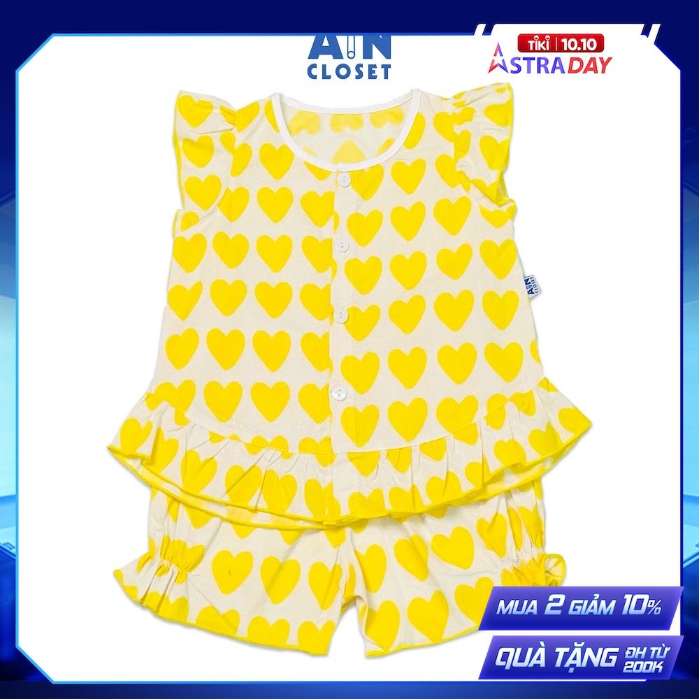 Bộ quần áo ngắn bé gái họa tiết Tim hạt vàng cotton - AICDBG9HXZMZ - AIN Closet