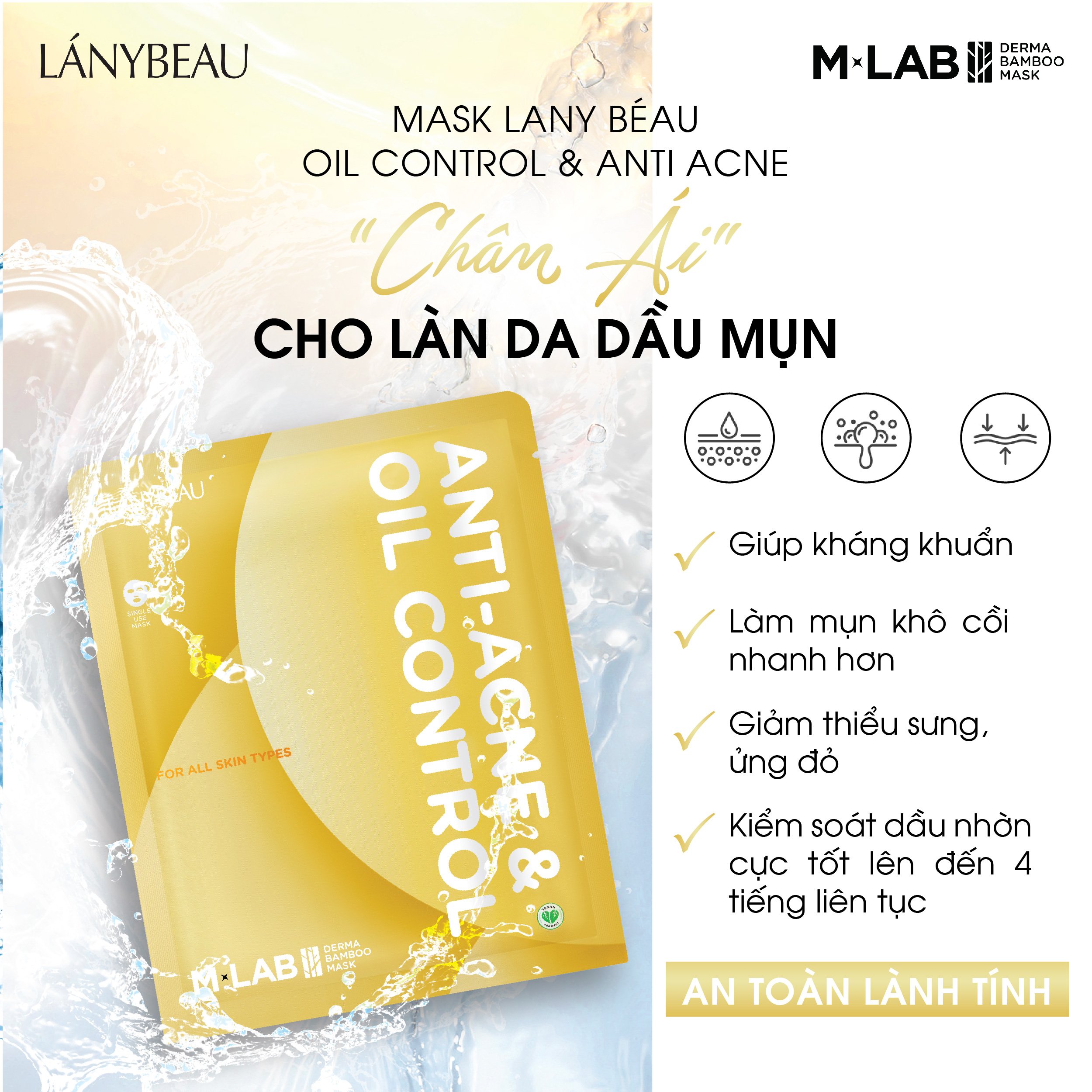 Mặt nạ dưỡng da ngừa mụa, kiếm soát dầu M-Lab Derma Bamboo LÁNYBEAU (28g/miếng)