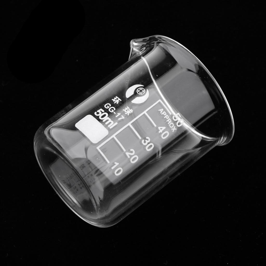 2x2PCS Laboratory Beaker Borosilicate Glass Measuring Cup Scale Beaker 50ml