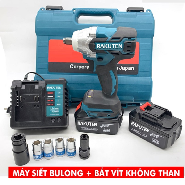 Máy siết bulong RAKUTEN 72V tặng đầu chuyển thành máy bắn tôn.máy bắt vít