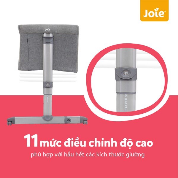 Nôi ngủ cạnh giường Joie Roomie Gray Flannel