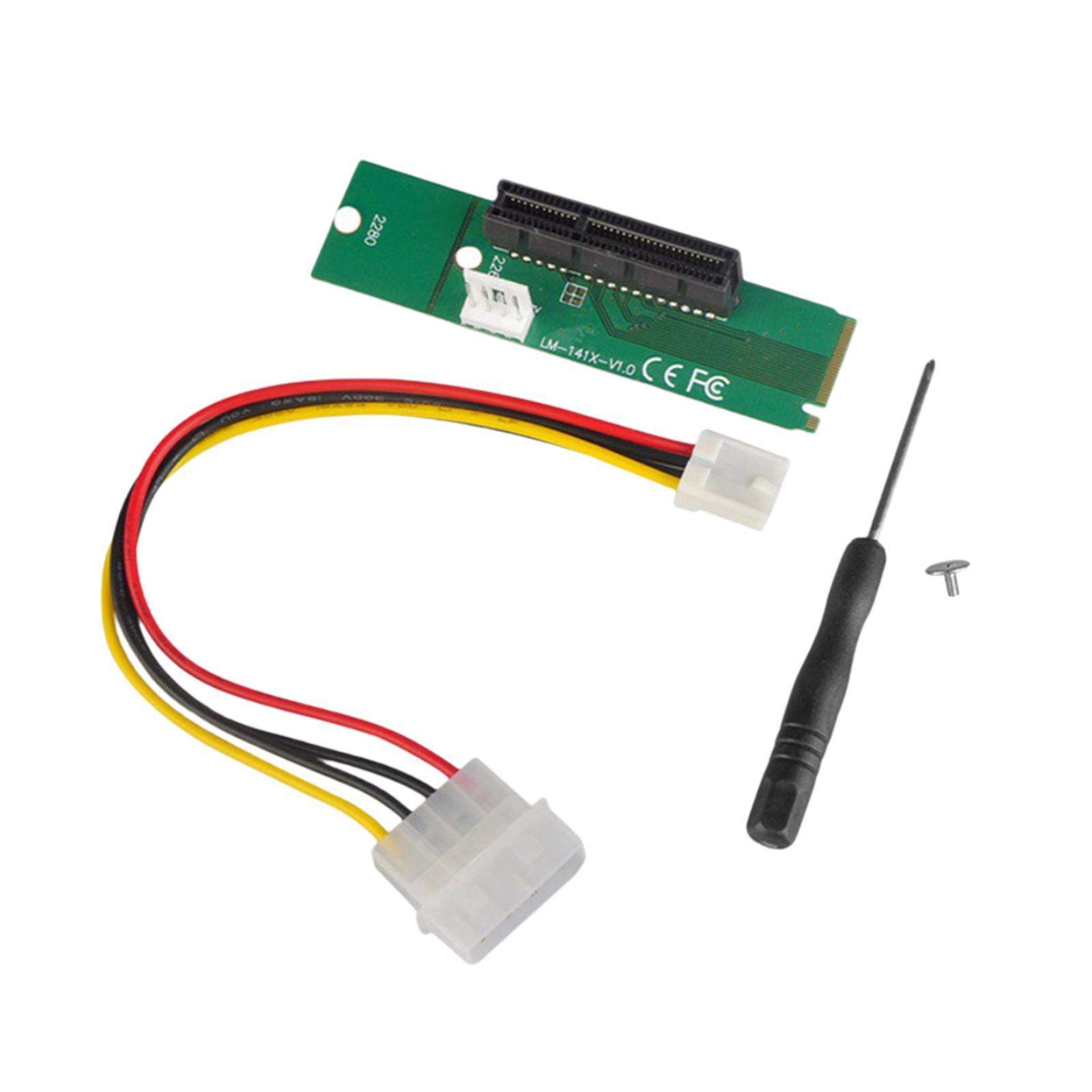 NGFF M.2 to Pci-E PCI Express 4x 1x Slot Riser Card Adapter with 4 Pin Power Cable Premium ,2 Screw Holes 2260/2280 Available Accessories