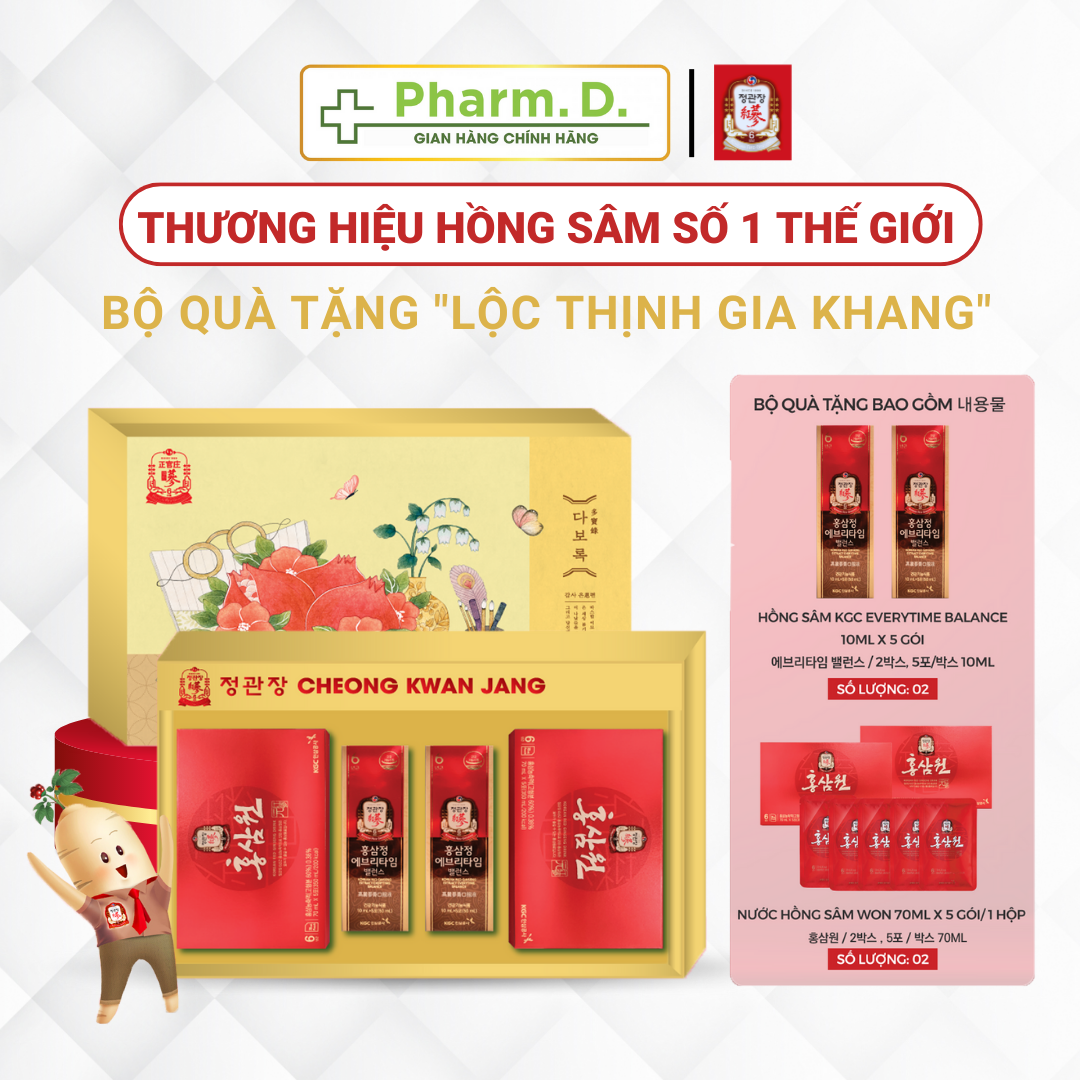 Bộ Quà Tặng Hồng Sâm Cao Cấp KGC-Cheong Kwan Jang "LỘC THỊNH GIA KHANG" Bồi Bổ Sức Khỏe Dùng Làm Quà Biếu Trung Thu, Quà Tặng Đối Tác từ Hàn Quốc