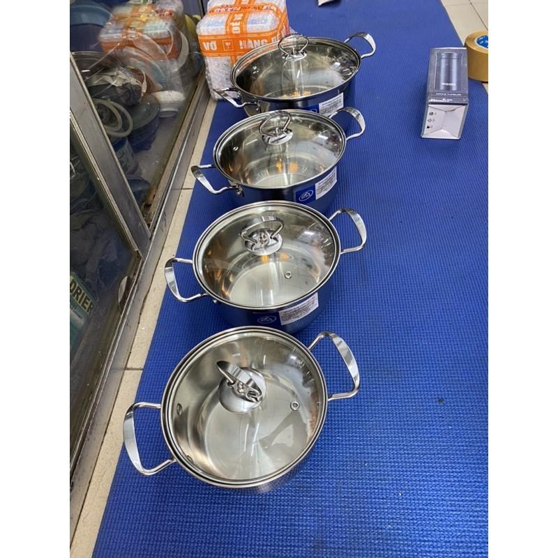 Bộ nồi inox 4 cái nắp kính