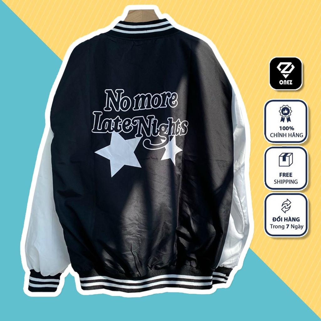 Áo khoác dù Bomber Phối Màu NO MORE Áo khoác unisex Cổ Bo Dệt Unisex Nam Nữ Ulzzang