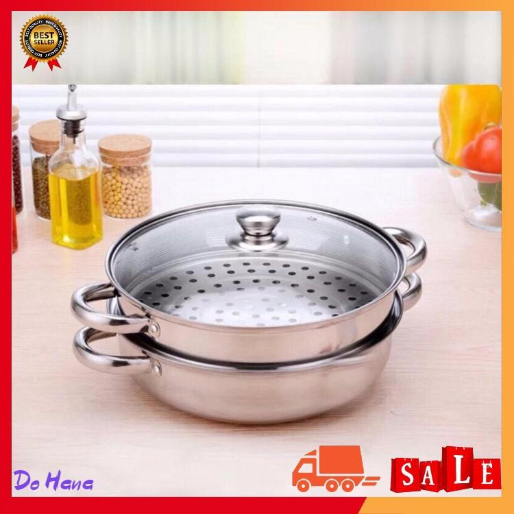 Nồi hấp đa năng 2 tầng 28cm Xửng hấp inox 2 ngăn