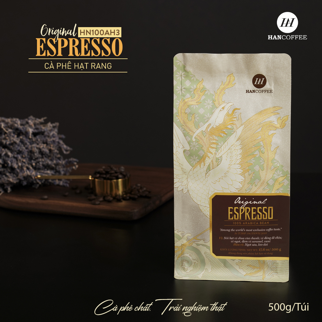 Cà Phê Original Arabica HANCOFFEE Pha Máy Espresso Cao Cấp Nổi Bật Vị Chua Thanh, Đắng Dịu, Ngọt Sâu HN100AH3