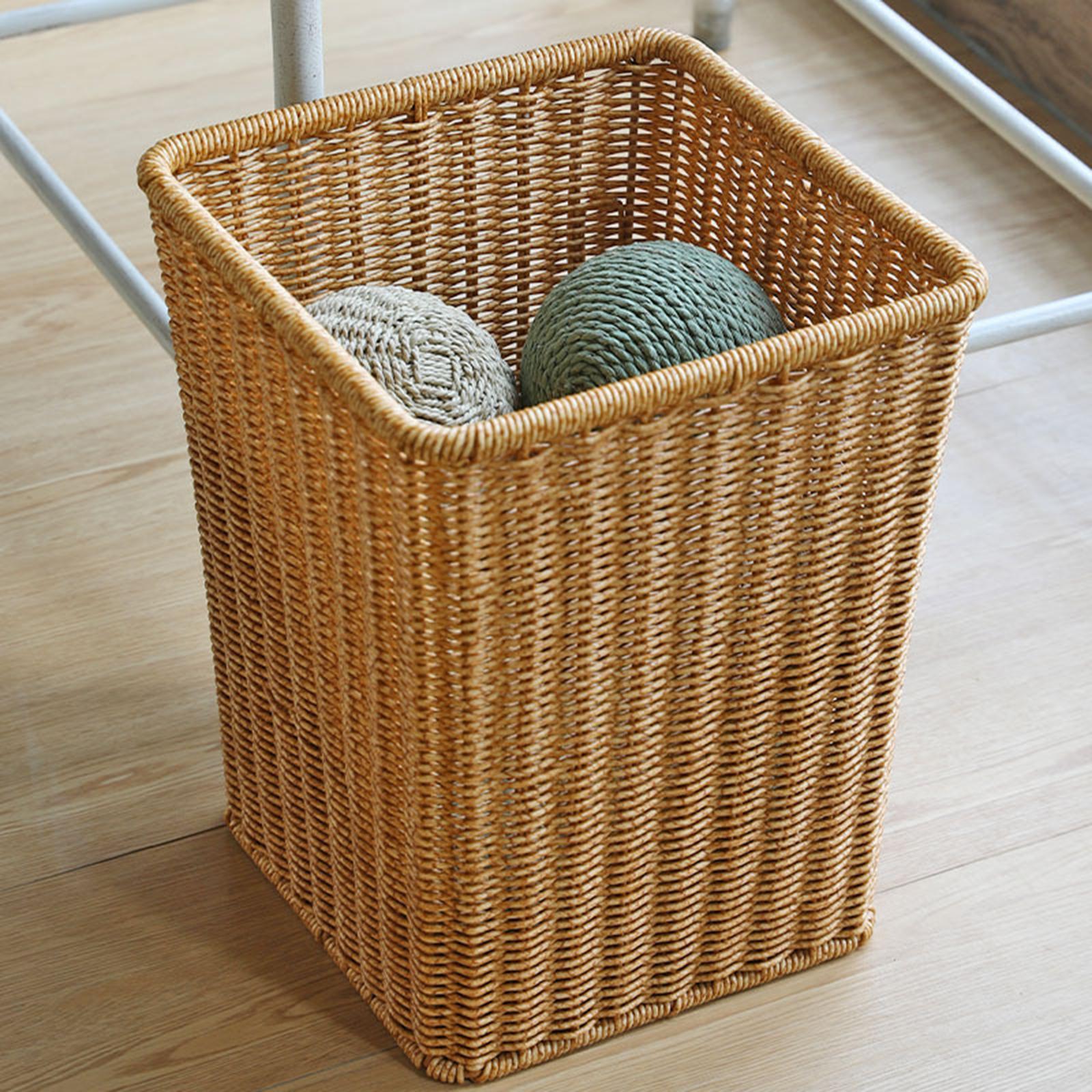 Woven Basket Laundry Hamper Container Bin, Multipurpose Organizer, Laundry Basket Bin Woven Waste Bin for Office Bathroom Laundry Craft Towels