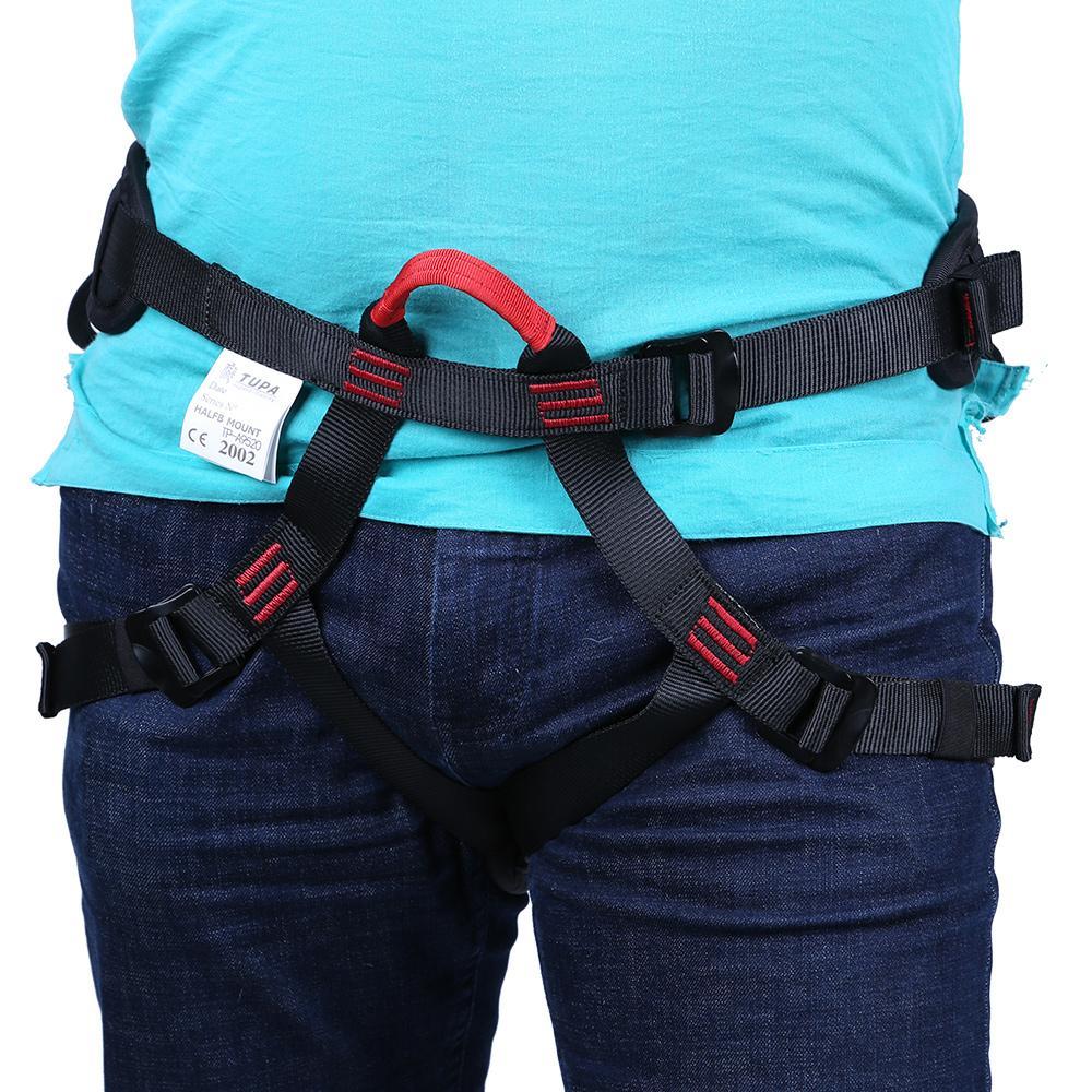 Premium Rock Climbing Half Body Harness Safety Seat Sitting Bust Belt for Outdoor Sports Mountaineering Downhill Tree Arborist Rappelling Rescue Gear Equipment